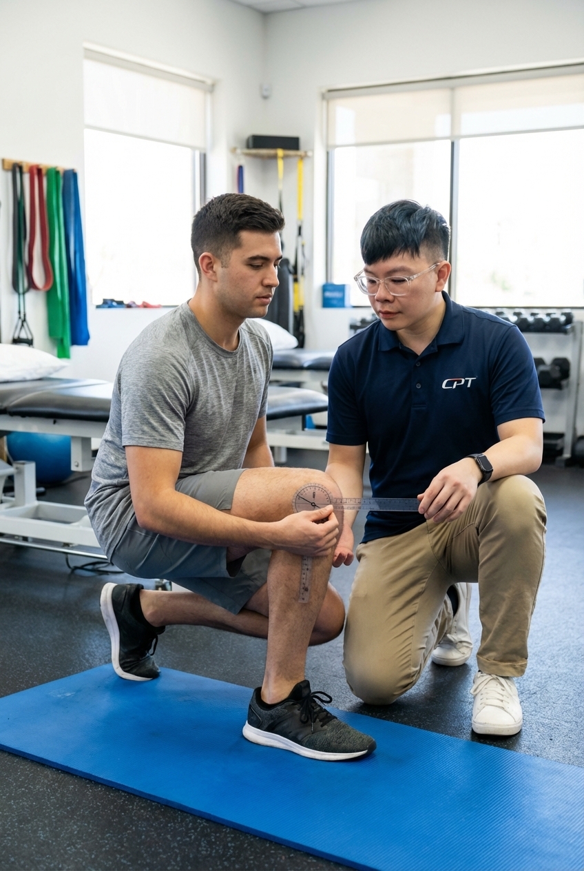 Patient working with a provider at a performance physical therapy clinic in Hudson, MA