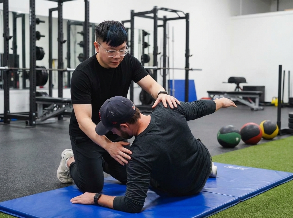 Patient performing sport-specific exercises at a performance physical therapy clinic in Hudson with expert guidance from a specialized therapist